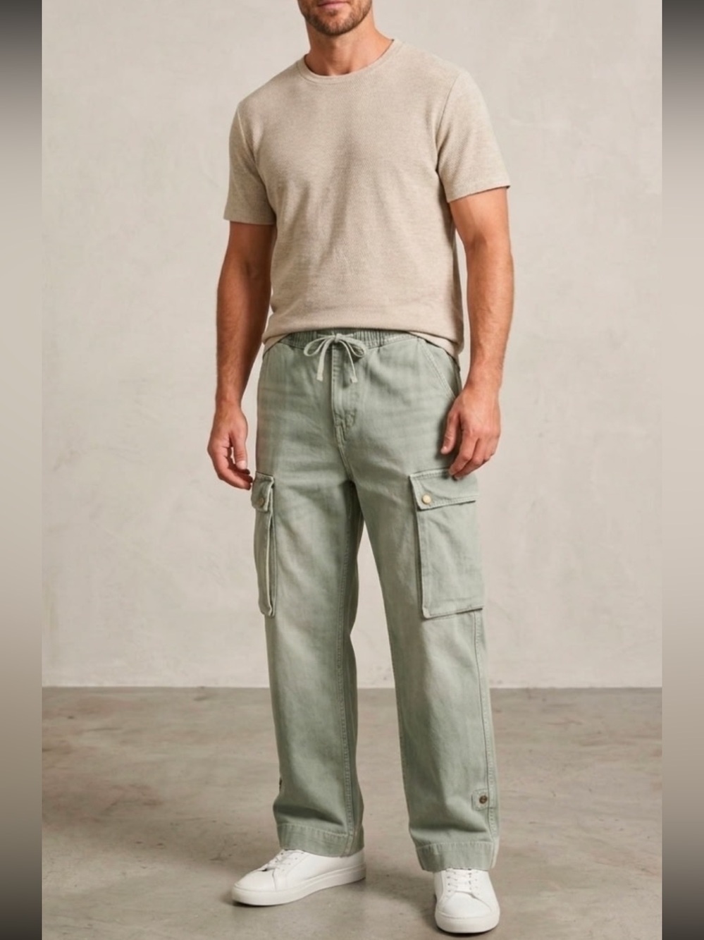 Zara Men's Washed Sage Green Cargo Pants
